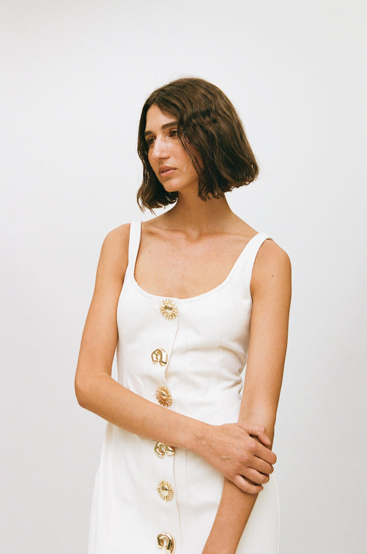 Sibel Denim Dress - Ivory