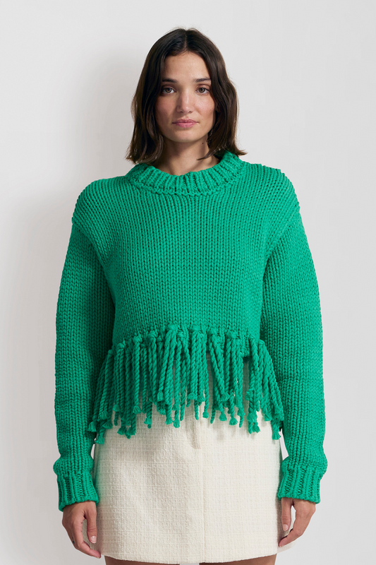 Verde Fringe Knit - Emerald