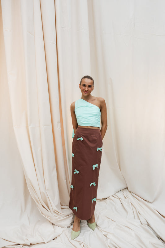 Amar One Shoulder Top - Aqua