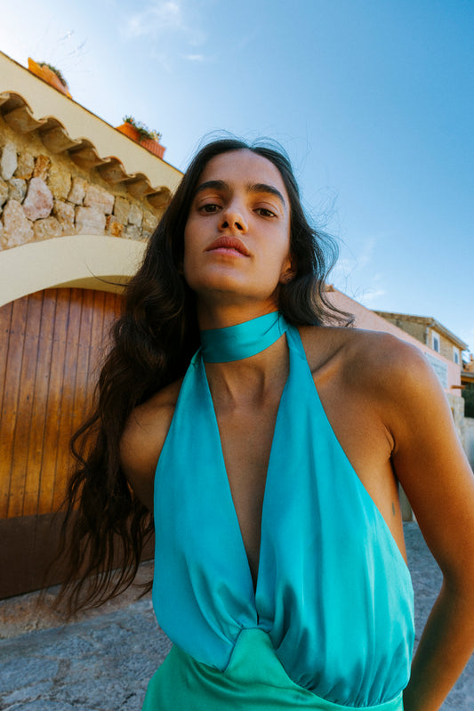 Oahu Slip Dress - Aquamarine