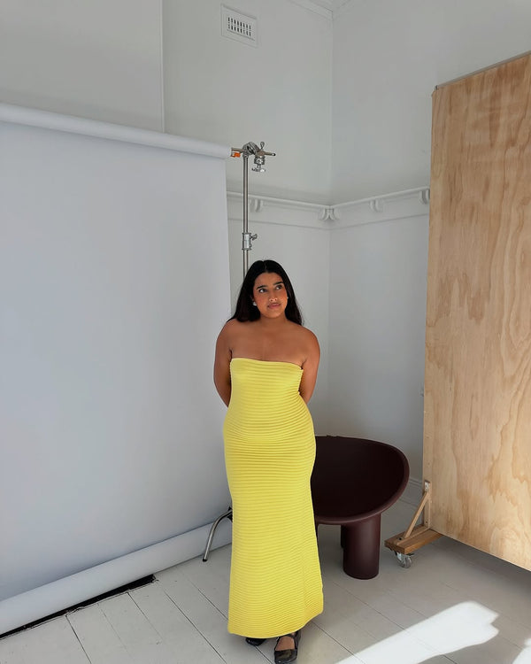 Muskan wears the Sunmor Knit Dress in M