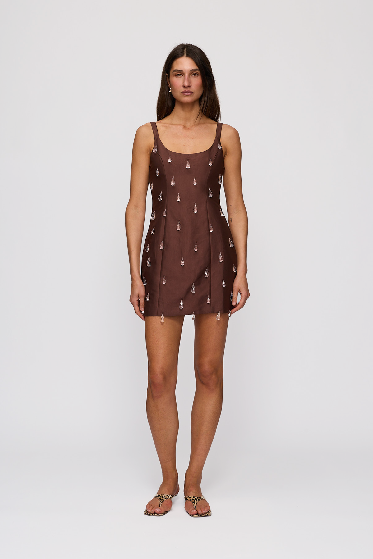 wolf gang brown dress Luvia Beaded Mini Black Palm Tree Placement pictofit:VA:Status:Missing The Elm Dress Style:No Shawl