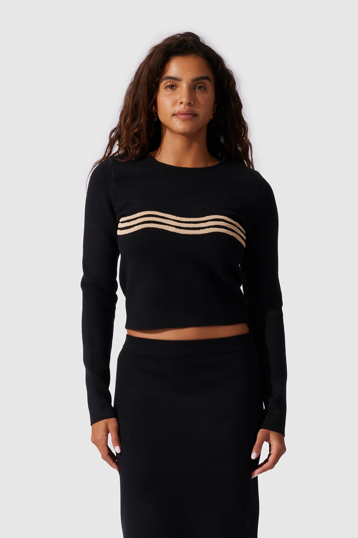 Venaya Wave Knit Top - Noir