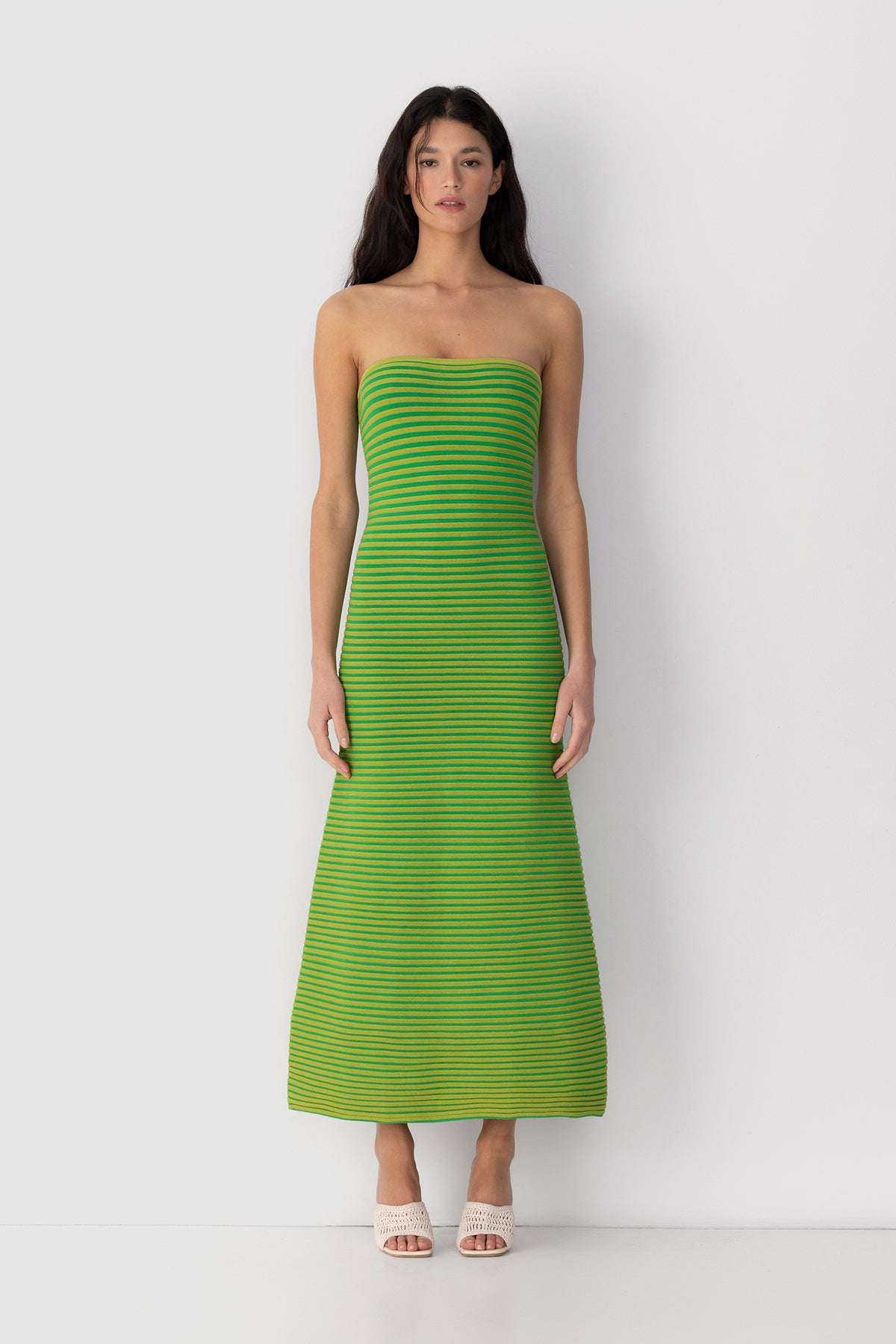 lime knit dress Green Knit Strapless Midi Dress | Womens | Medium (Available in XS, L) | 100% Polyester