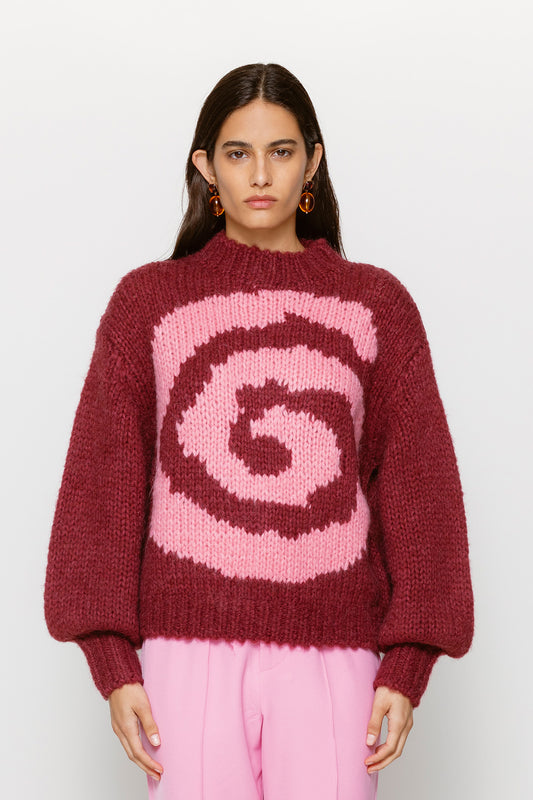 Filipa Swirl Knit Sweater - Berry