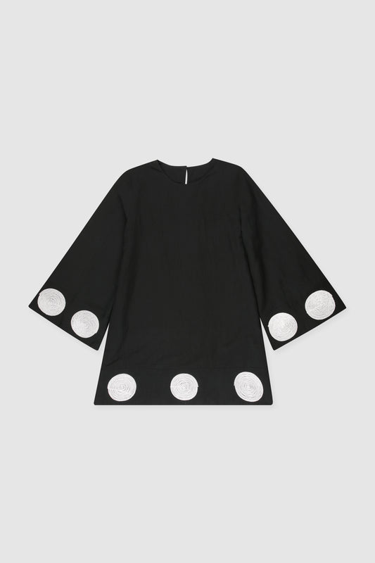 Filipa Embroidered Mini Dress - Noir