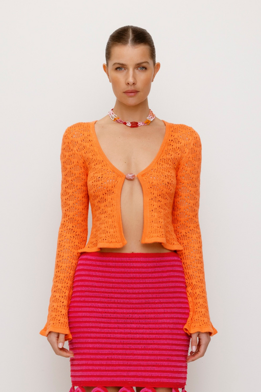 Amara Knit Cardigan - Coral