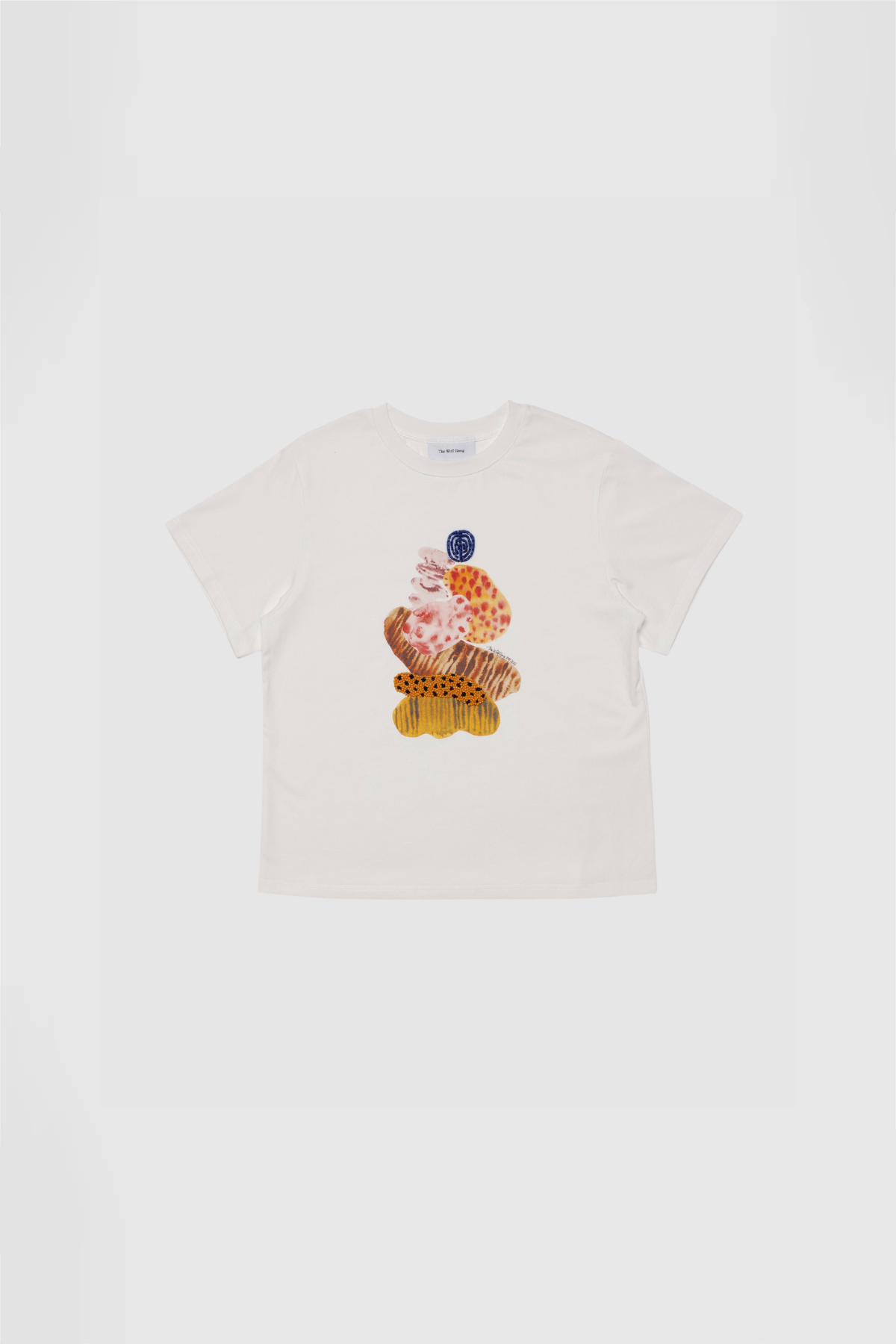 Women’s White Kora T-Shirt in 100 percent cotton with abstract TWG graphic beaded 3D embroidery and easy relaxed fit for everyday wear.