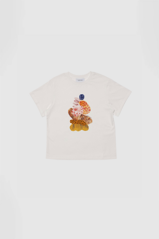 Women’s White Kora T-Shirt in 100 percent cotton with abstract TWG graphic beaded 3D embroidery and easy relaxed fit for everyday wear.