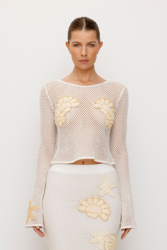 Enza Long Sleeve Top - Creme