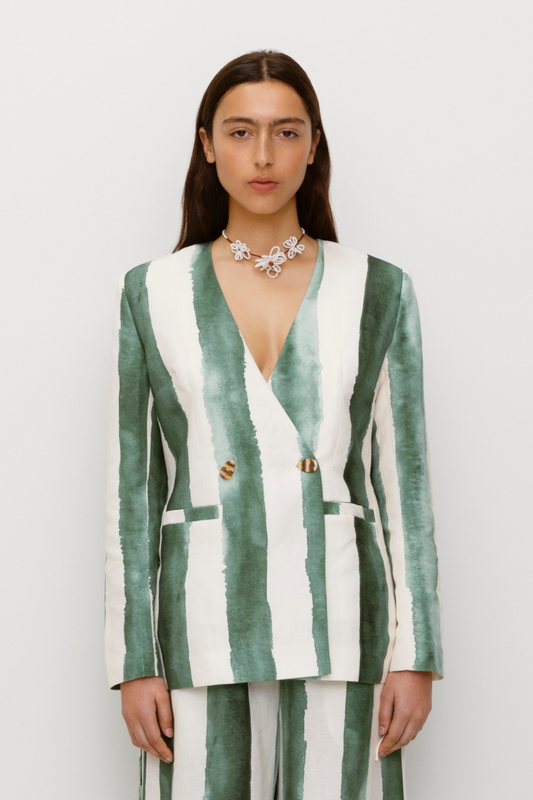 Havana Blazer - Sage Stripe