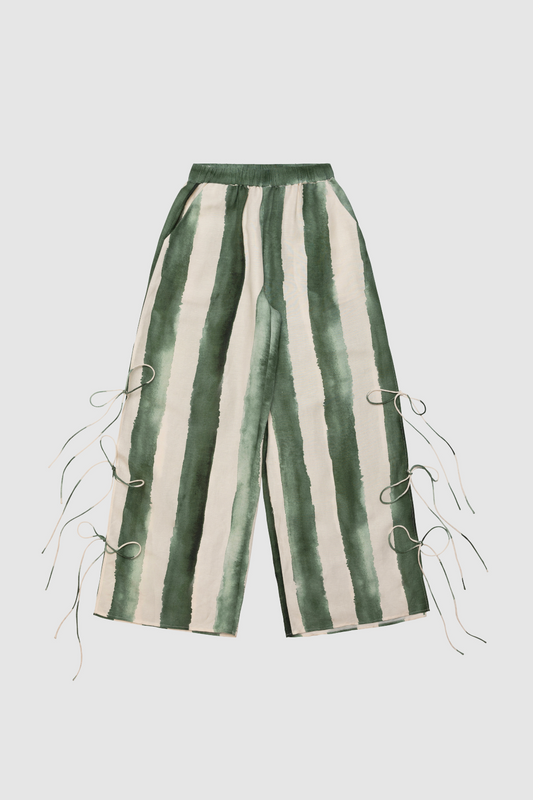 Havana Wide Leg Pant - Sage Stripe