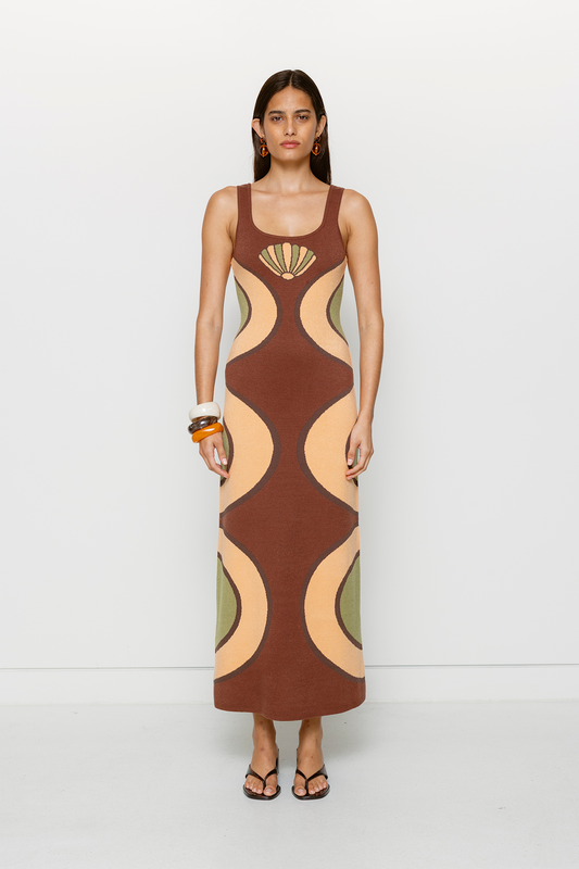 Concha Knit Maxi Dress - Chocolate