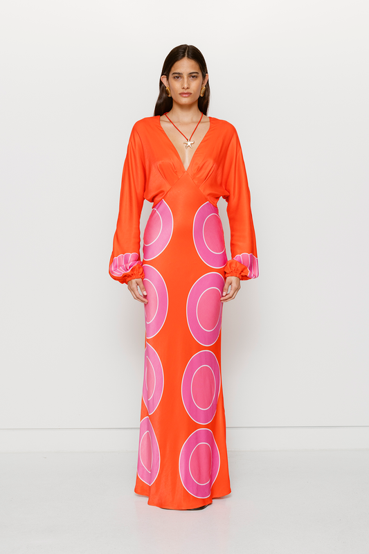 Concha Long Sleeve Maxi Dress - Cherry Shell