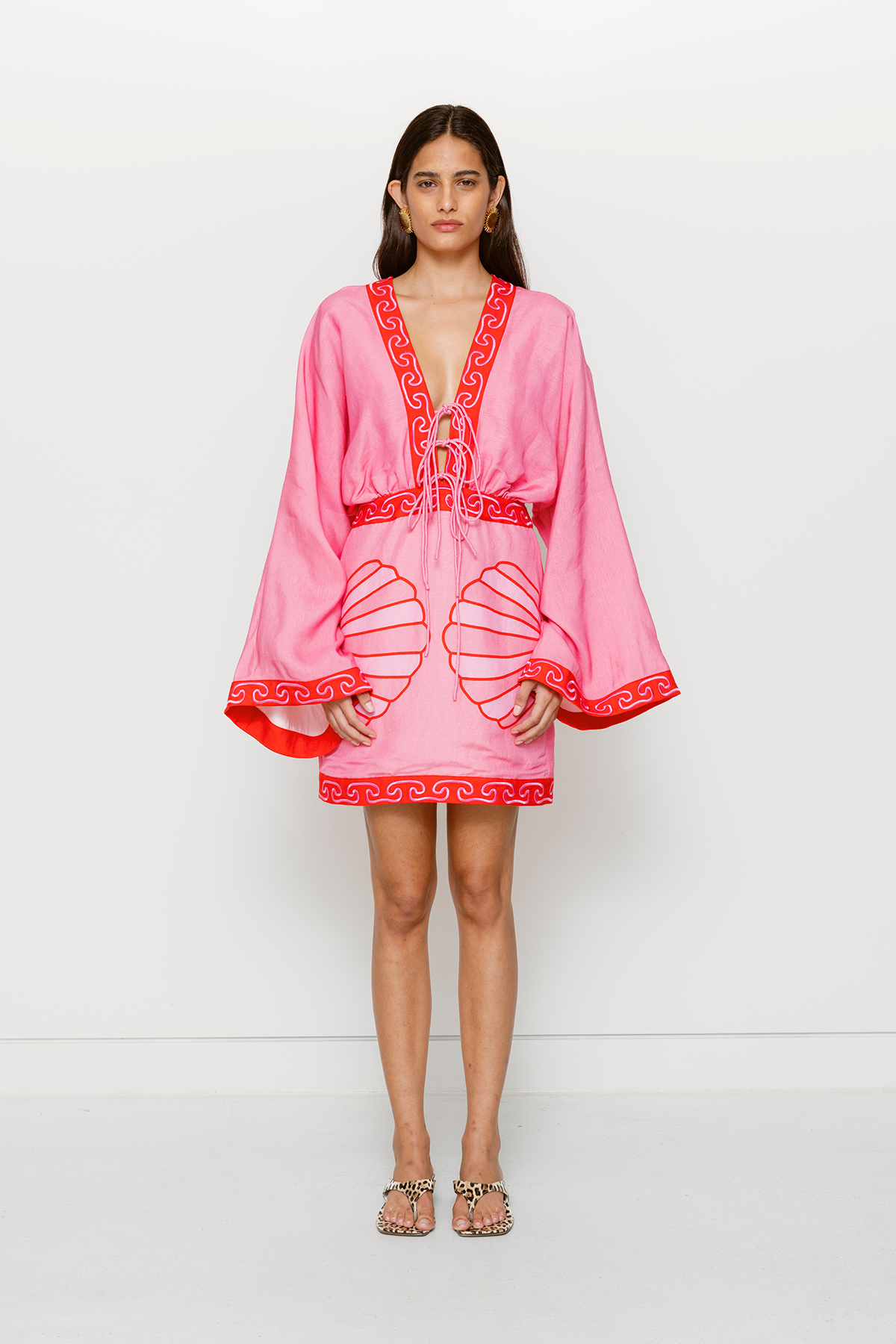 Concha Long Sleeve Mini Dress - Candy Shell The Wolf Gang Concha Long Sleeve Mini Dress - Candy Shell The Wolf Gang