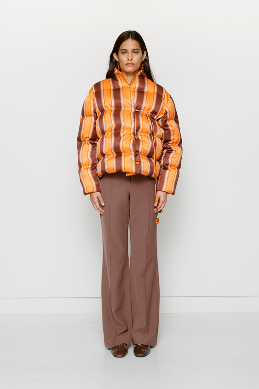 Taja Puffer Jacket - Tangerine Stripe