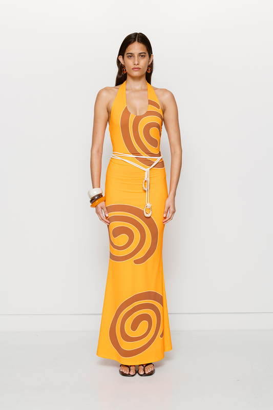 Giro Halter Dress - Tangerine Swirl