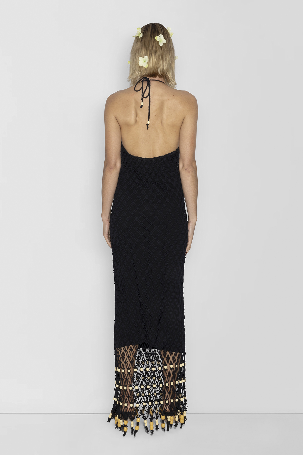 Reis Macrame Maxi Dress - Noir