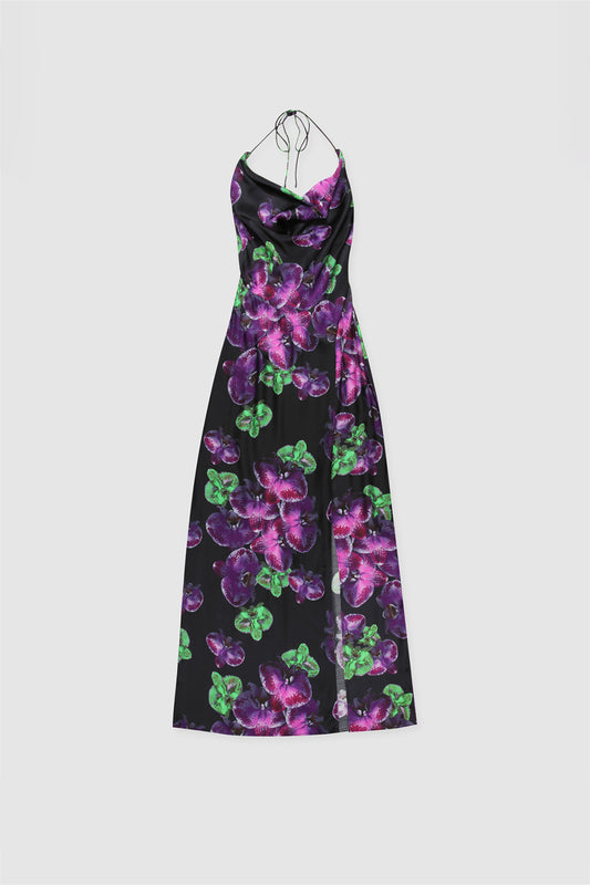 Lenee Cowl Maxi Dress - Noir Orchid