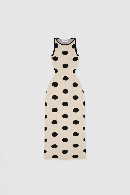 Mira Knit Maxi Dress - Creme Spot