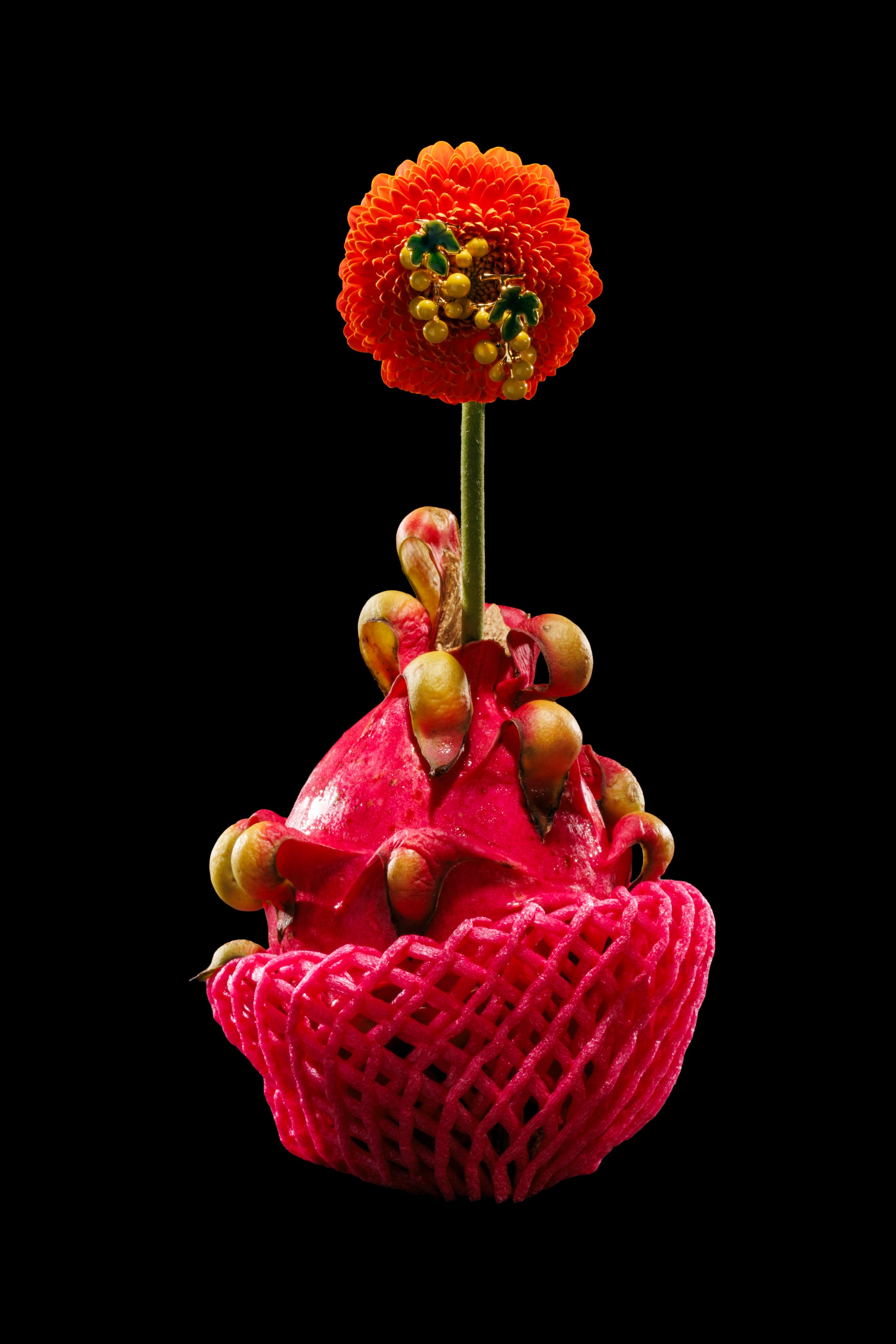 Women’s yellow statement earrings with clustered grape-like design and polished finish perfect for playful daytime or evening looks.