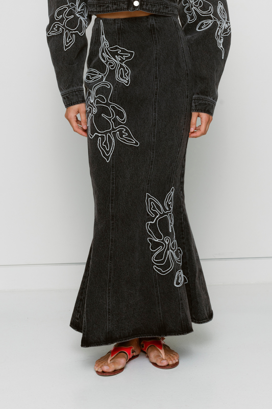 Franka Denim Maxi Skirt - Ash