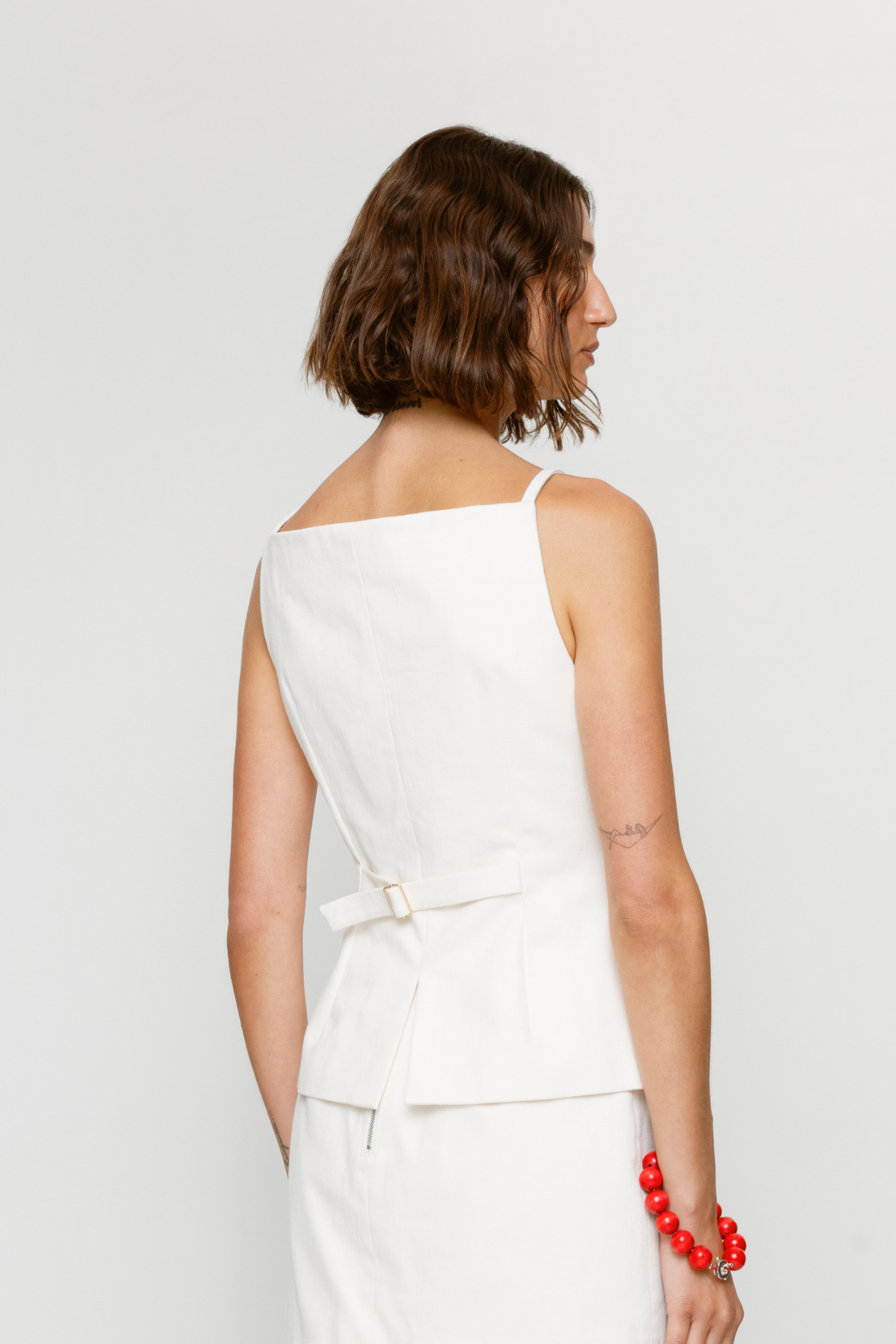 Sibel Denim Top - Ivory