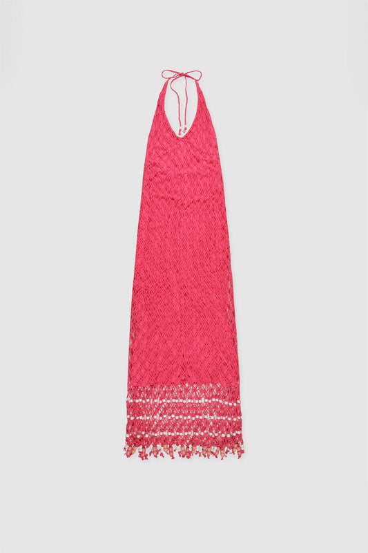 Reis Macrame Maxi Dress - Candy