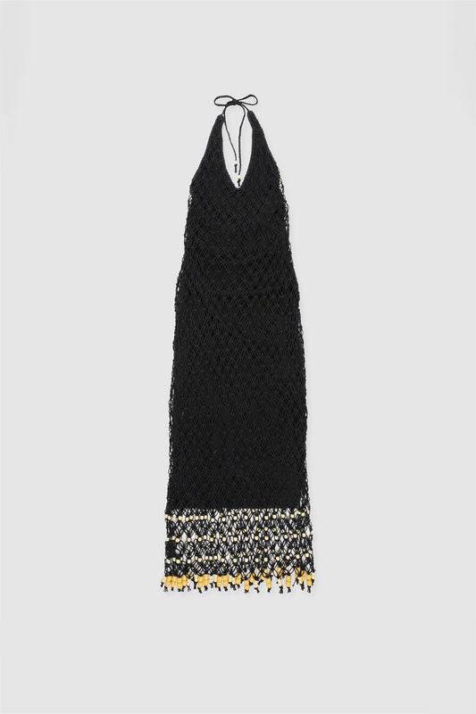 Reis Macrame Maxi Dress - Noir