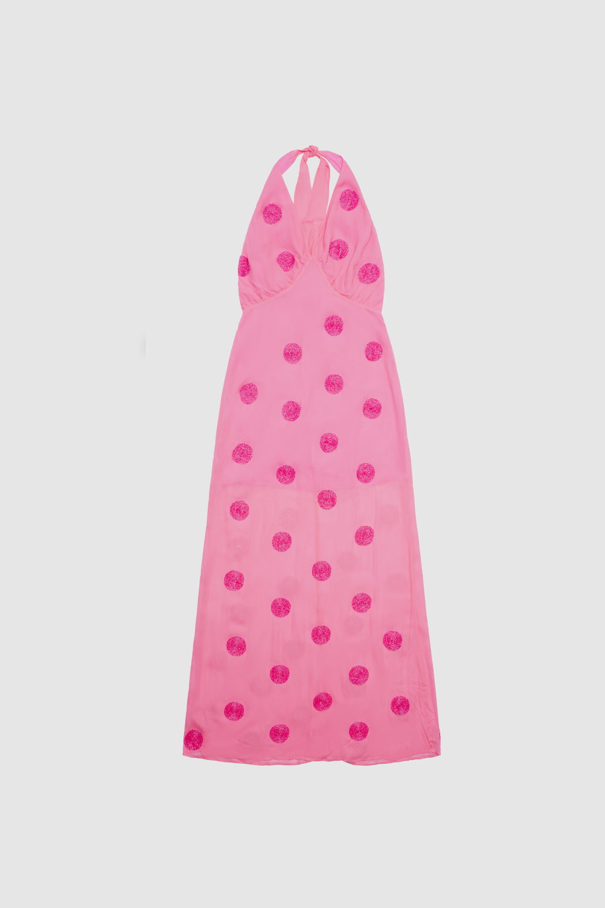 Beaded halterneck viscose slip dress with custom fabric and back zipper by The Wolf Gang, perfect for weddings and special events.