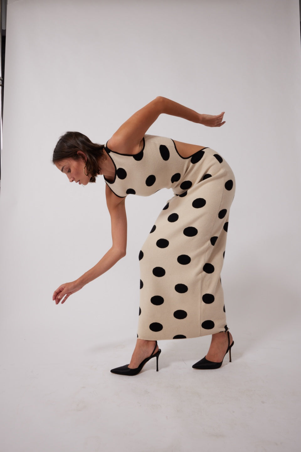 Mira Knit Maxi Dress - Creme Spot