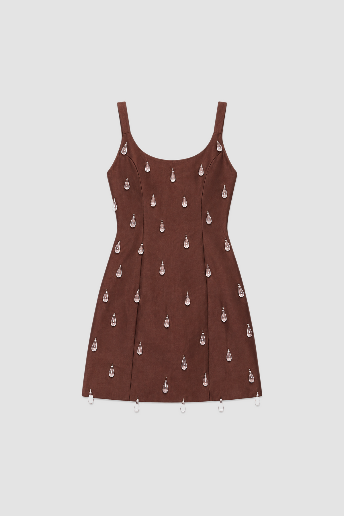 Luvia Beaded Mini Dress - Chocolate flatlay