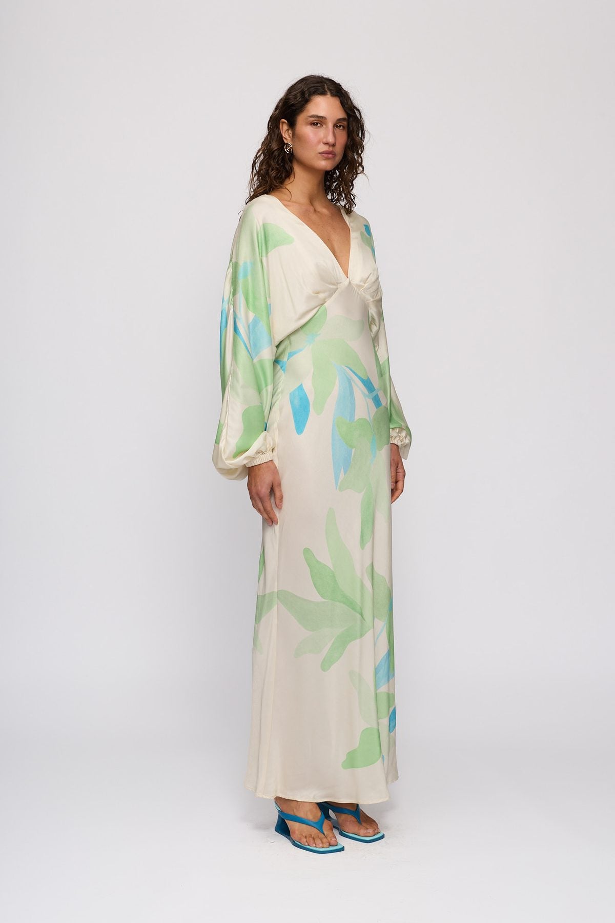 Concha Maxi Dress in Ocean Lily by The Wolf Gang – full-length view