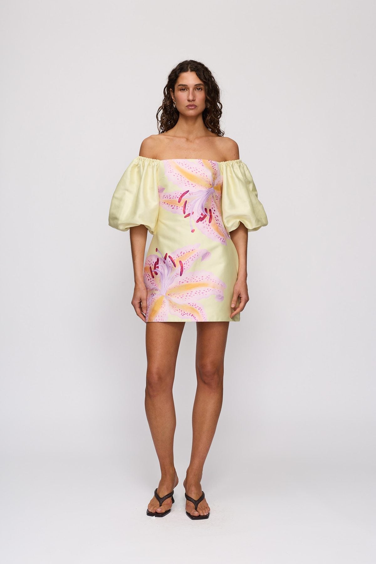 Elda Mini Dress in Candy Hibiscus by The Wolf Gang – front full-length view