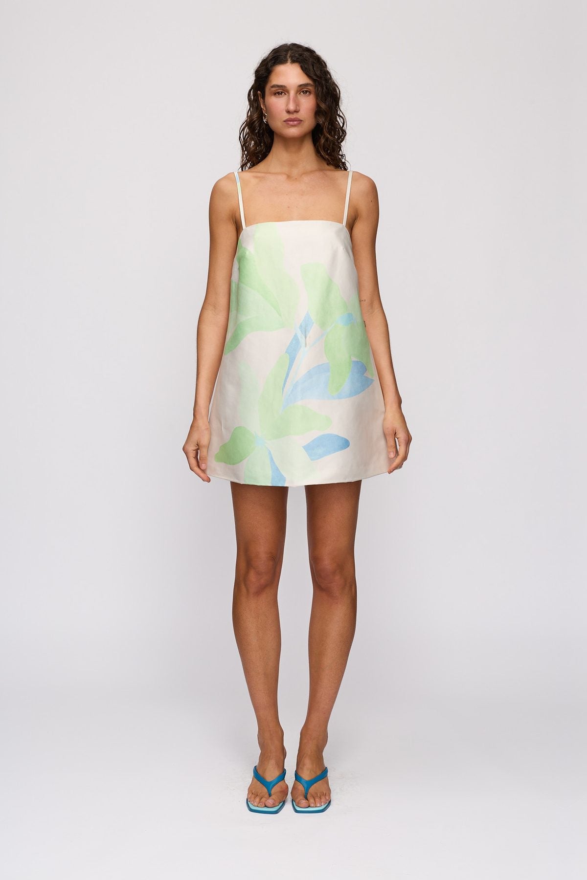 Palma Mini Dress in Ocean Lily by The Wolf Gang – front full-length view