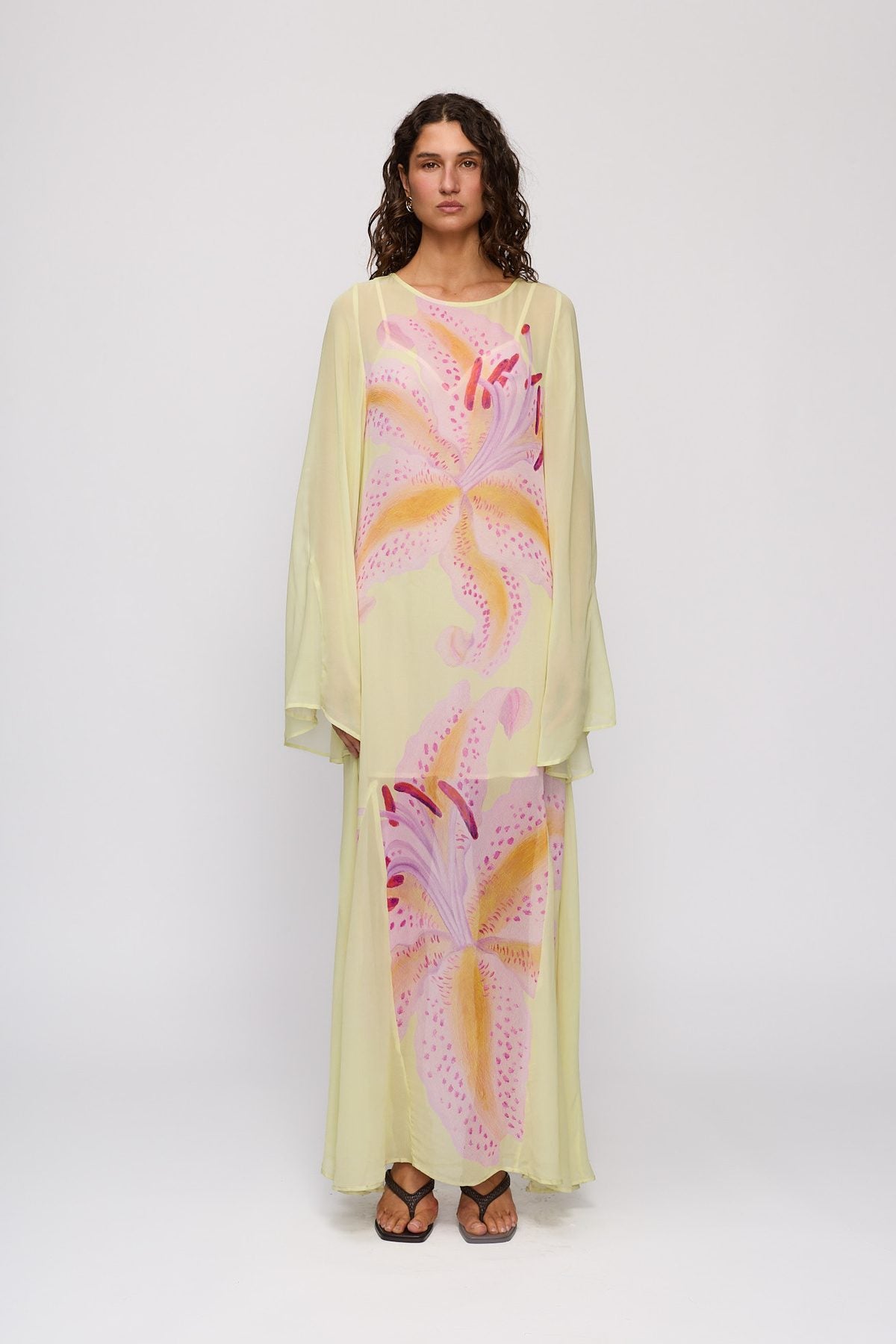 Solsana Maxi Dress in Candy Hibiscus by The Wolf Gang – front full-length view