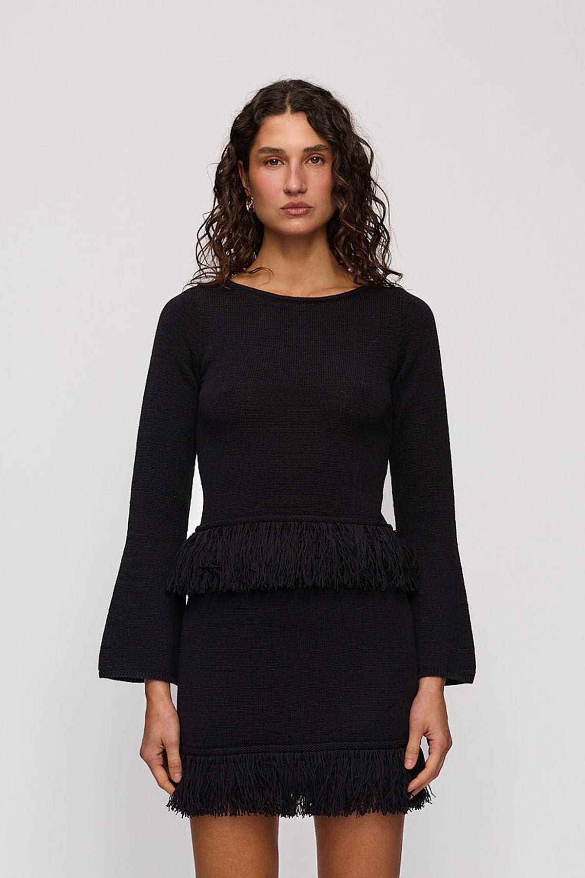 Tully Long Sleeve in Noir by The Wolf Gang – close-up view