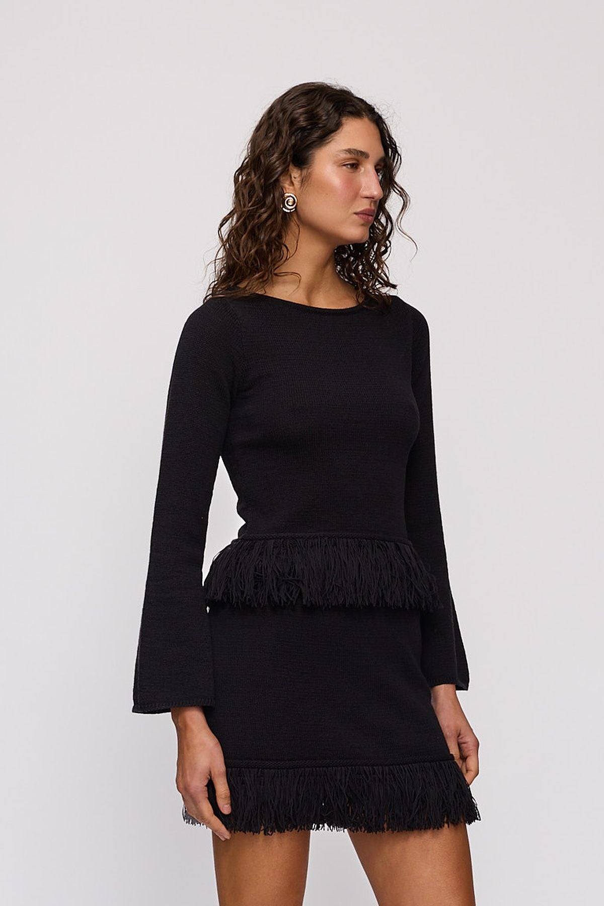 Tully Long Sleeve in Noir by The Wolf Gang – close-up view