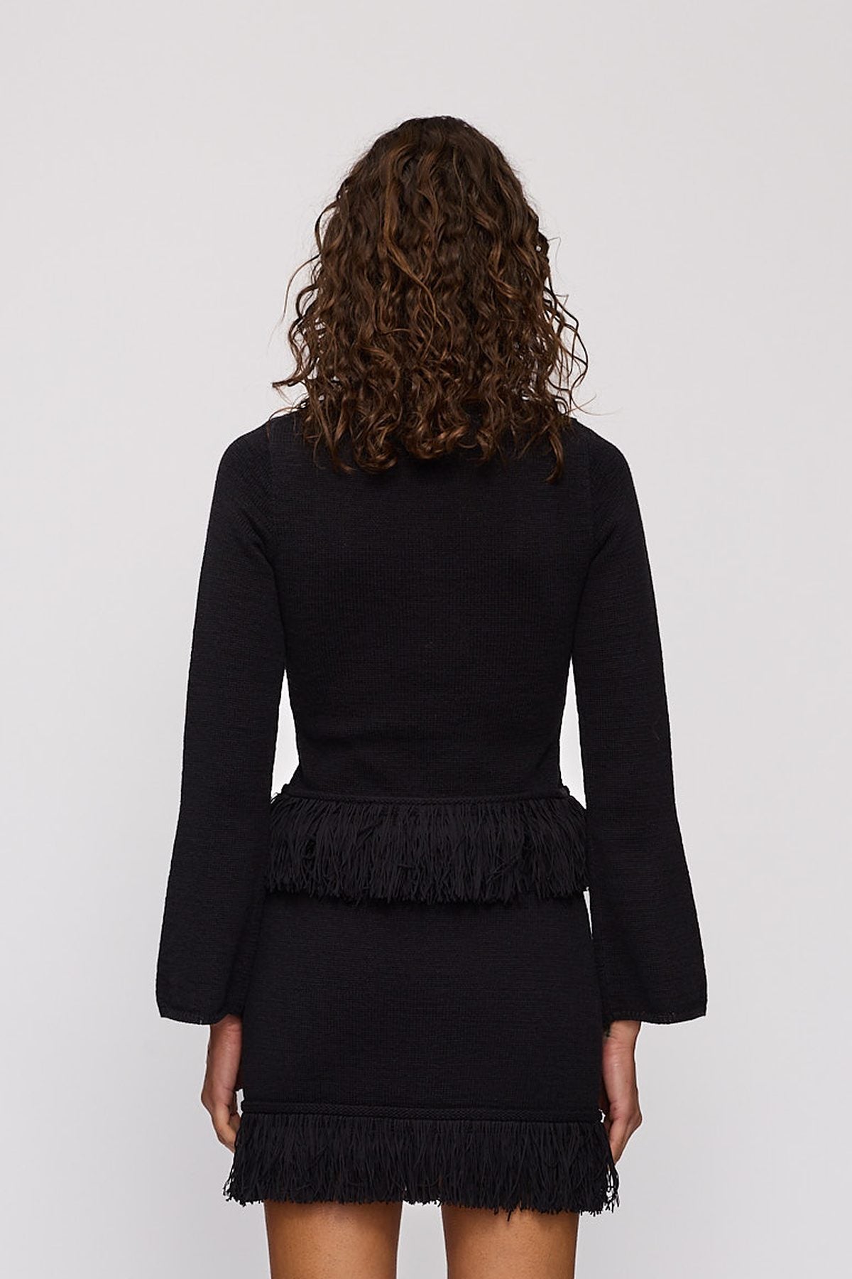 Tully Long Sleeve in Noir by The Wolf Gang – back close-up
