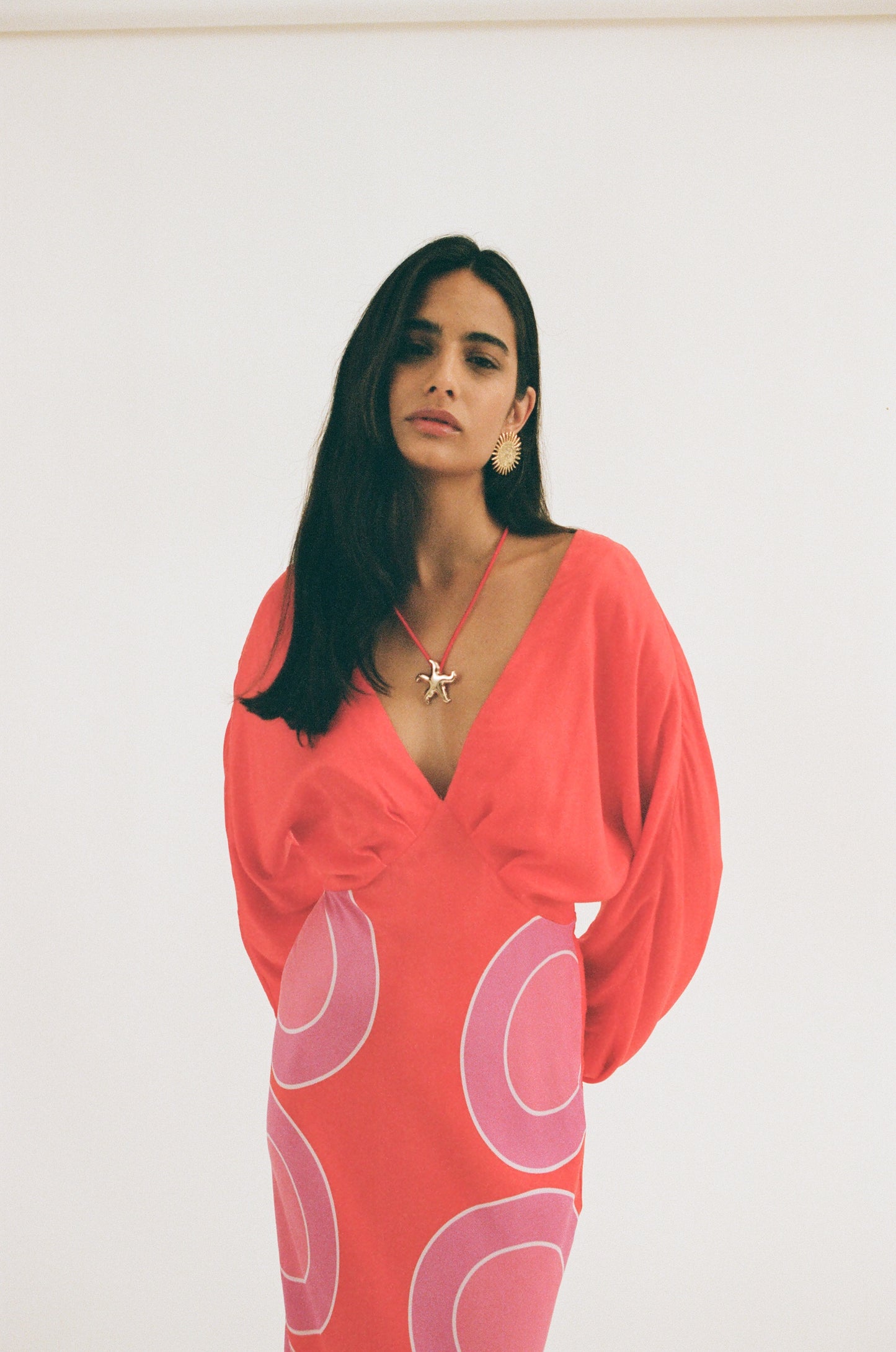 Concha Long Sleeve Maxi Dress - Cherry Shell