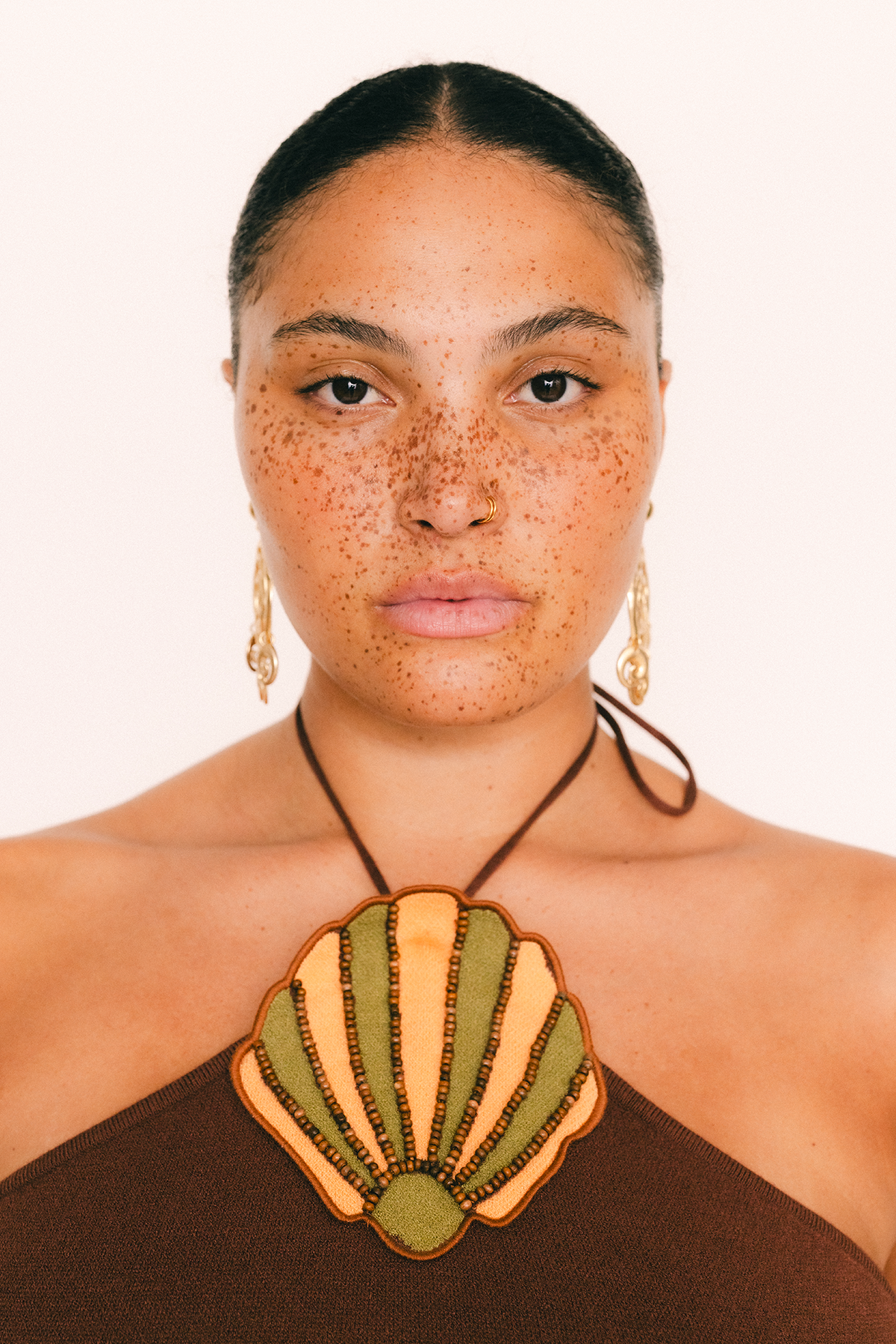 Concha Halter Mini Dress - Chocolate