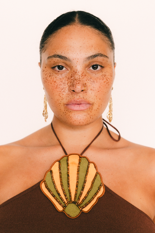 Concha Halter Mini Dress - Chocolate