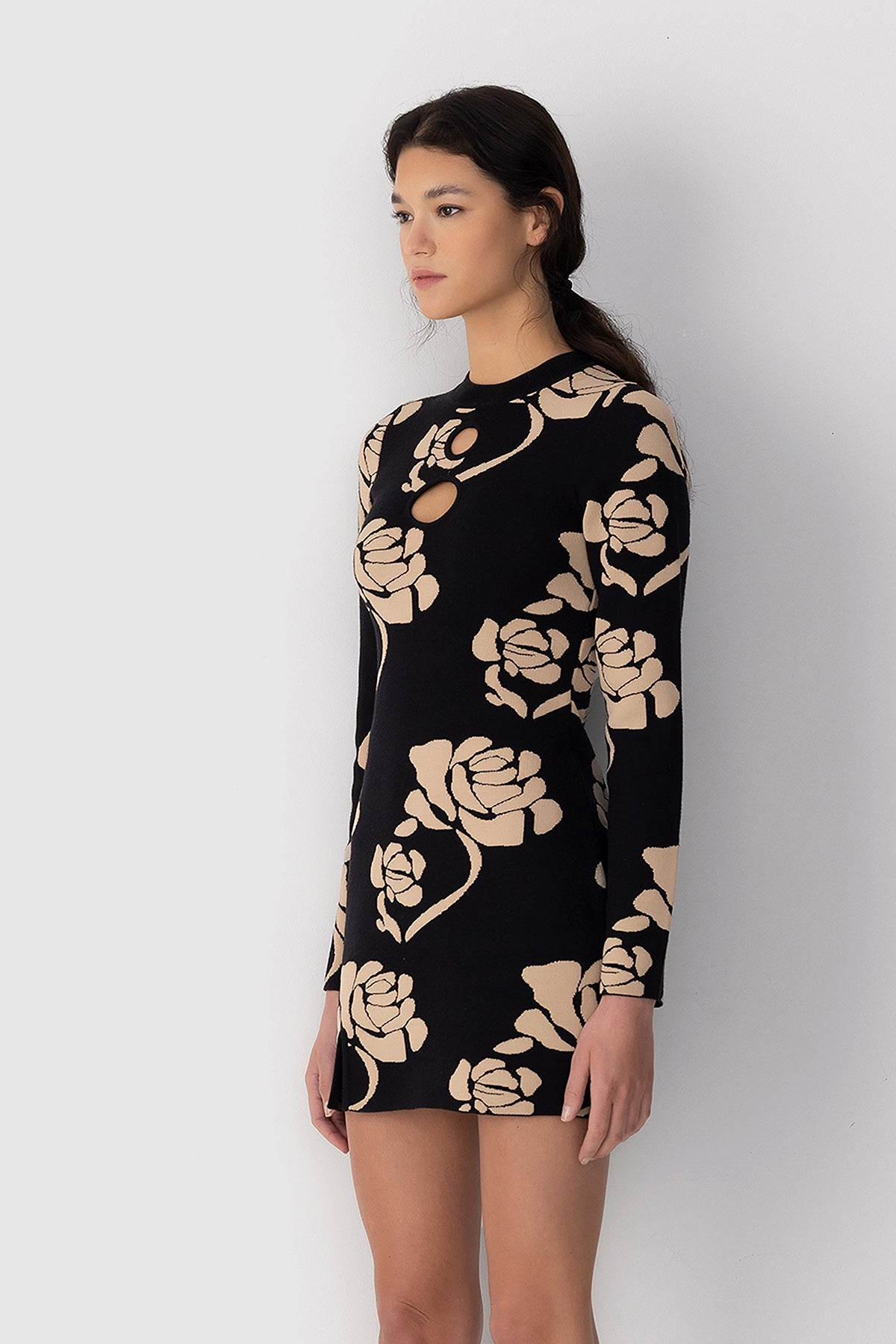 Kahlo Knit Mini Dress - Noir Rose