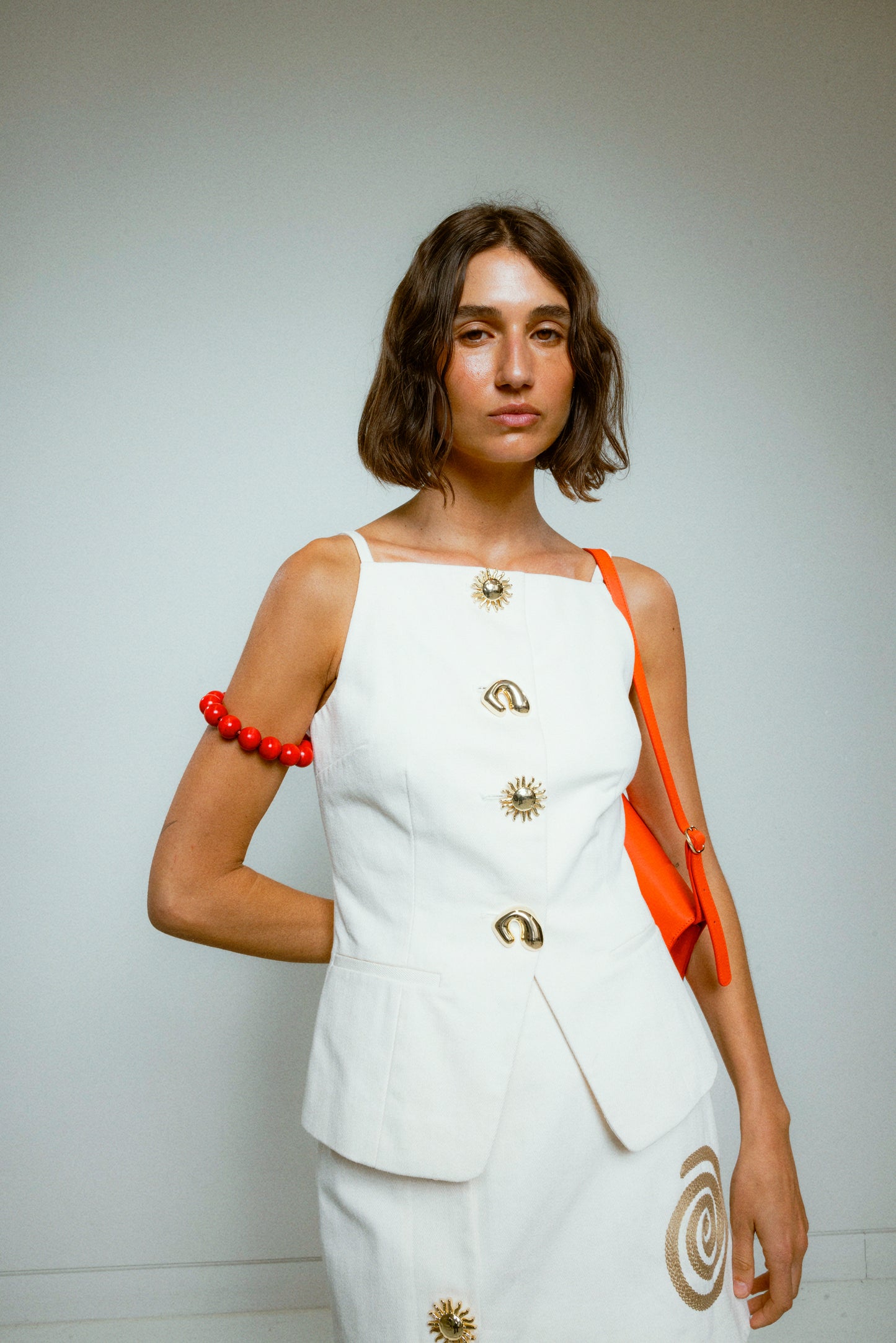 Sibel Denim Top - Ivory