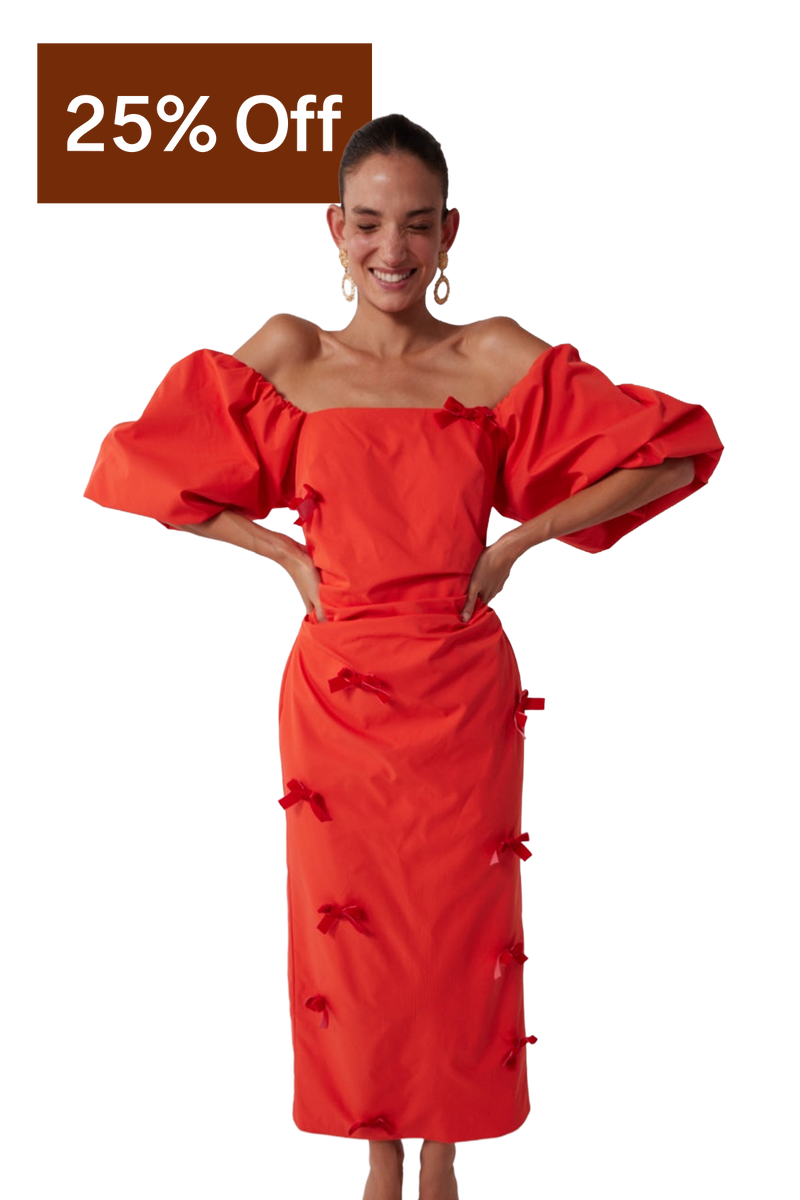 The Wolf Gang Mid Year Sale - Save 25% on the Amar Midi Dress in Rojo
