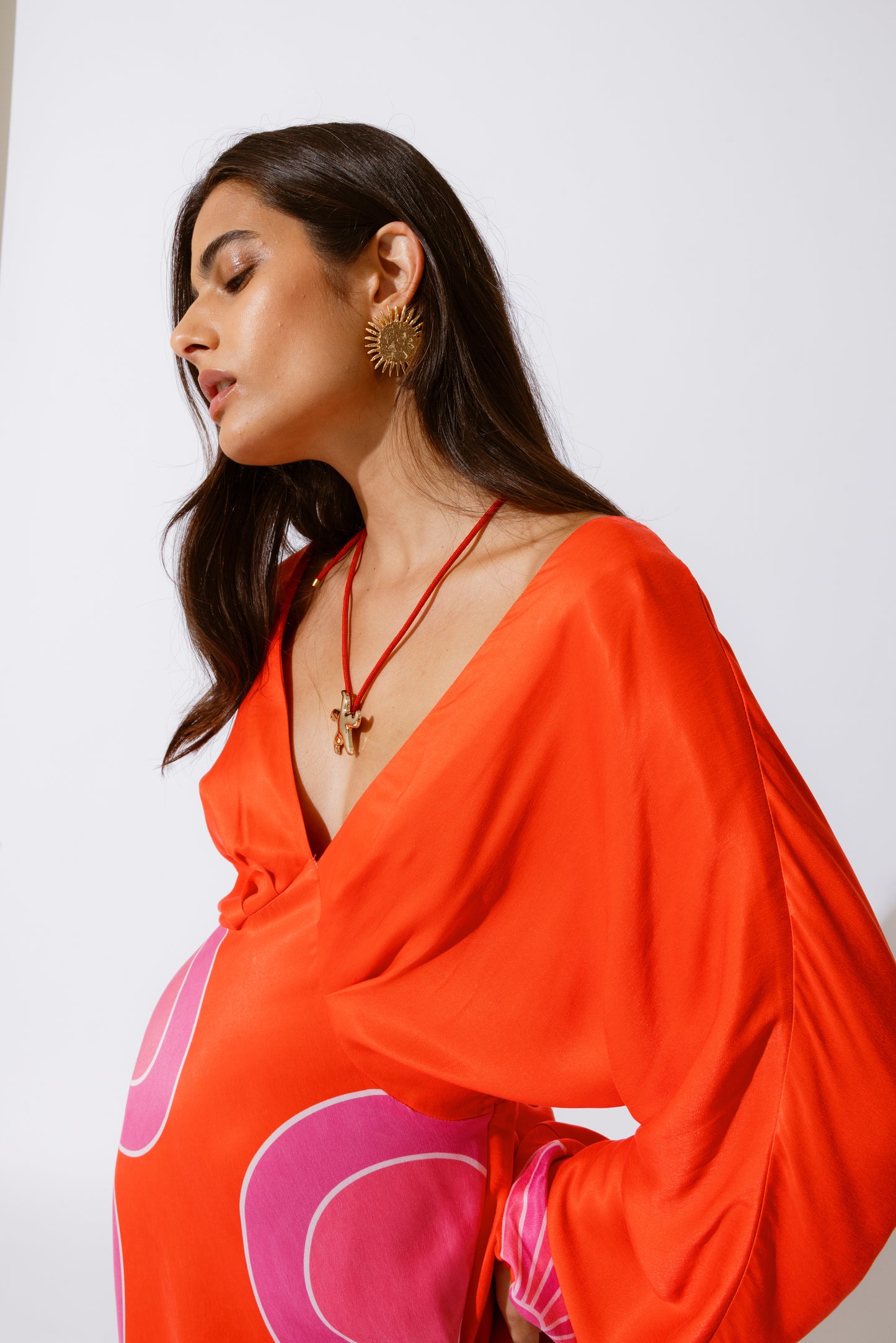 Concha Long Sleeve Maxi Dress - Cherry Shell