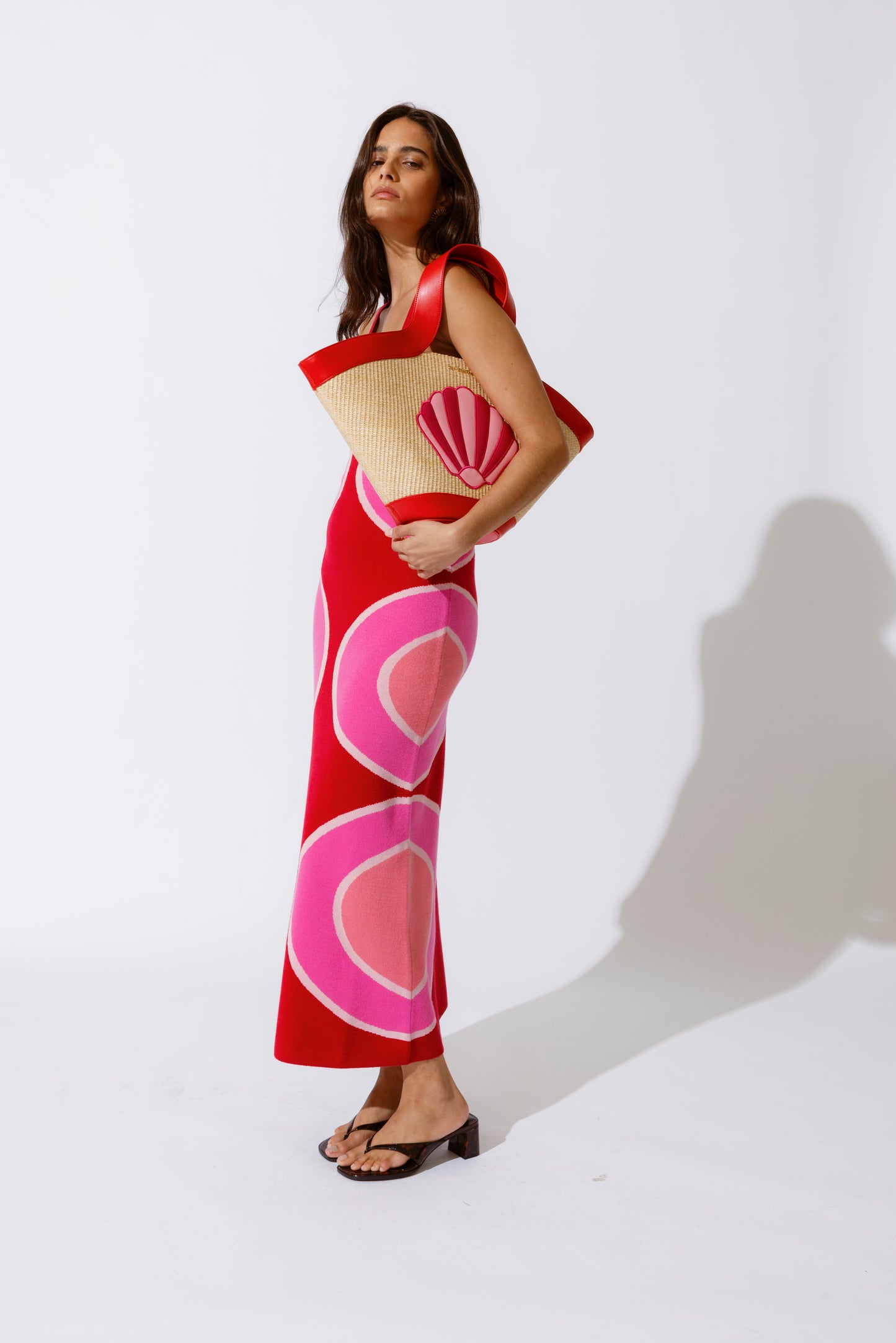 Concha Knit Maxi Dress - Cherry Shell The Wolf Gang Concha Knit Maxi Dress - Cherry Shell The Wolf Gang