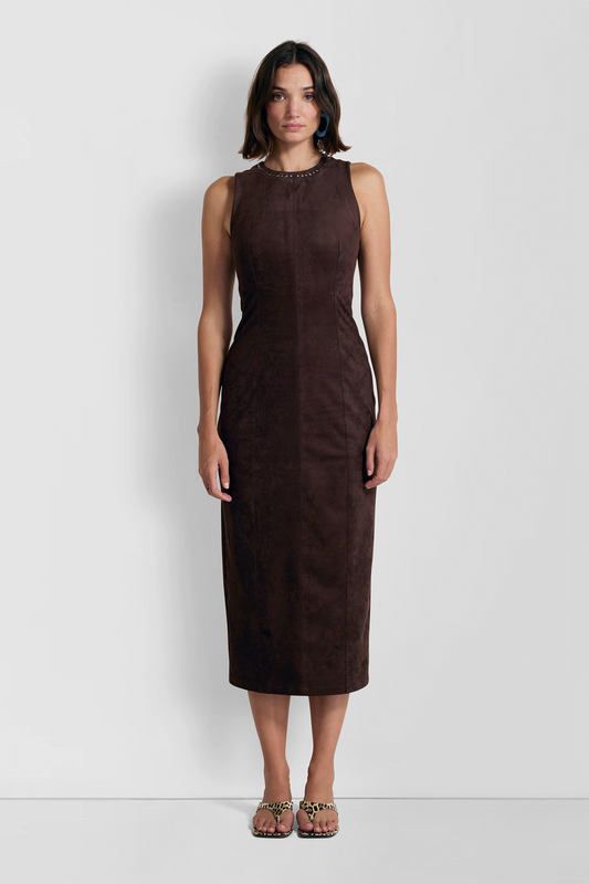 Mecca Stud Midi Dress - Chocolate