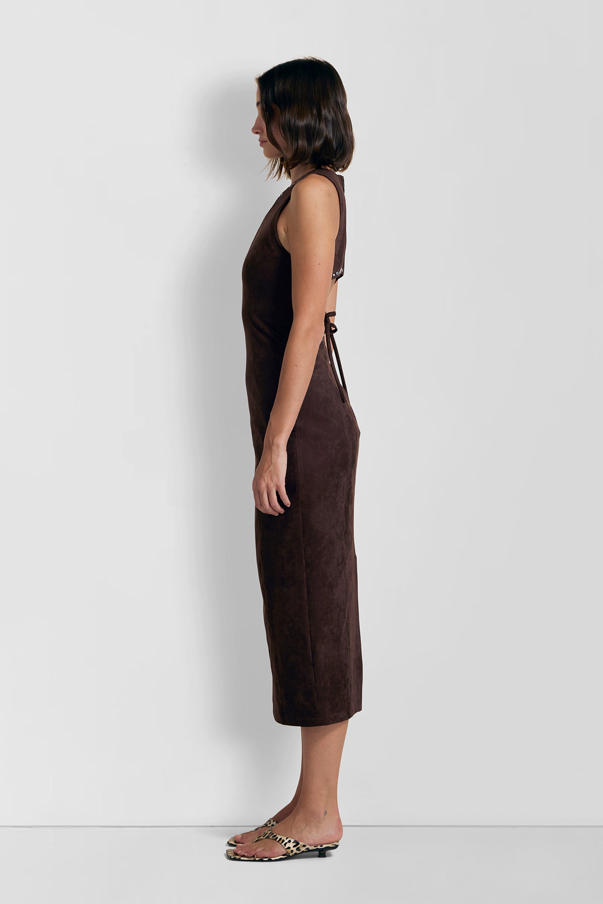 Mecca Stud Midi Dress - Chocolate