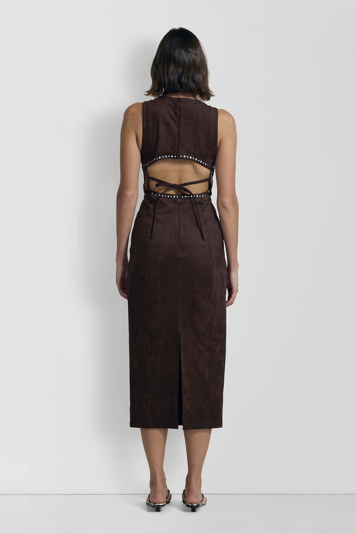 Mecca Stud Midi Dress - Chocolate